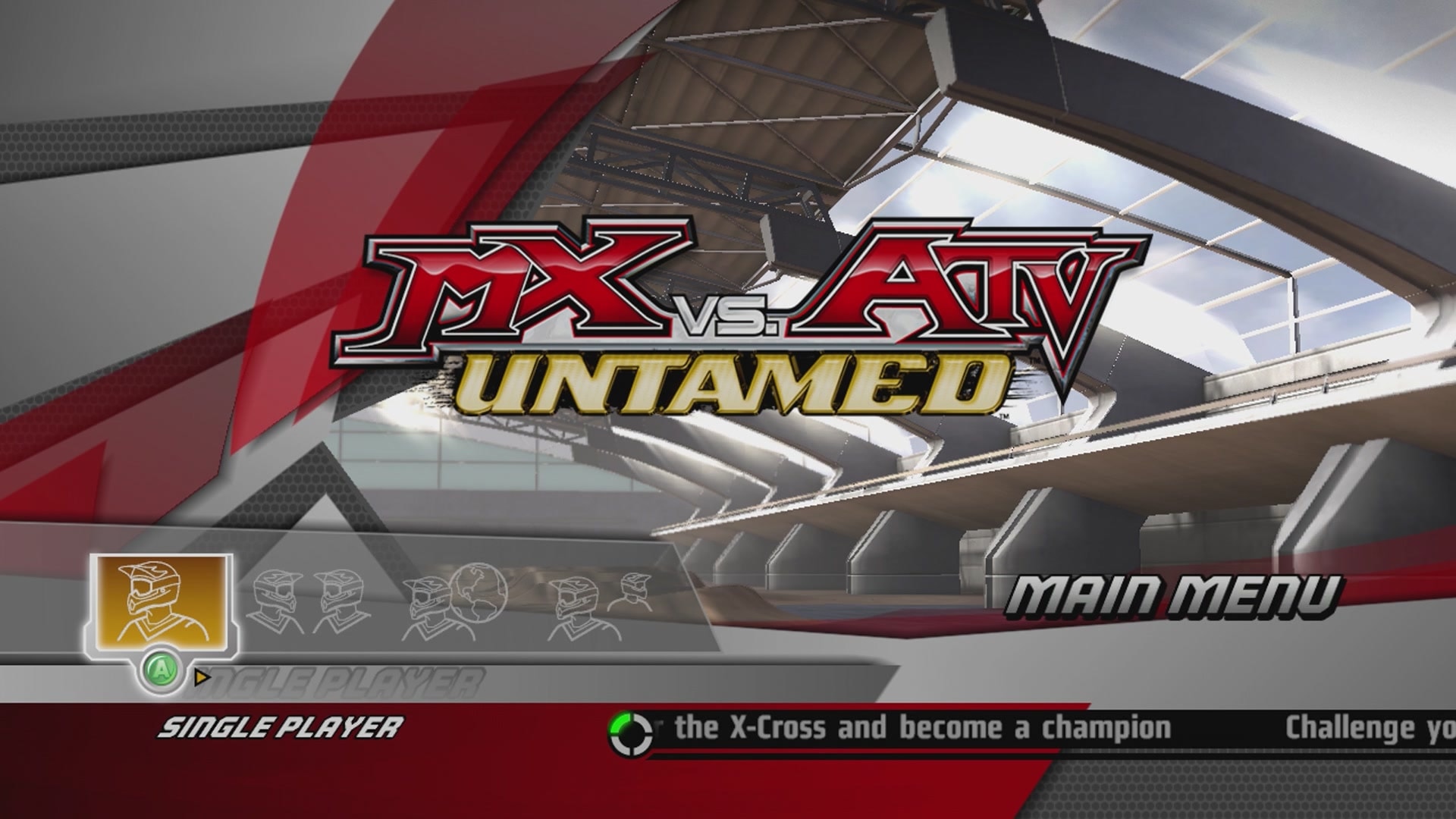MX vs ATV Untamed title screen for Xbox 360